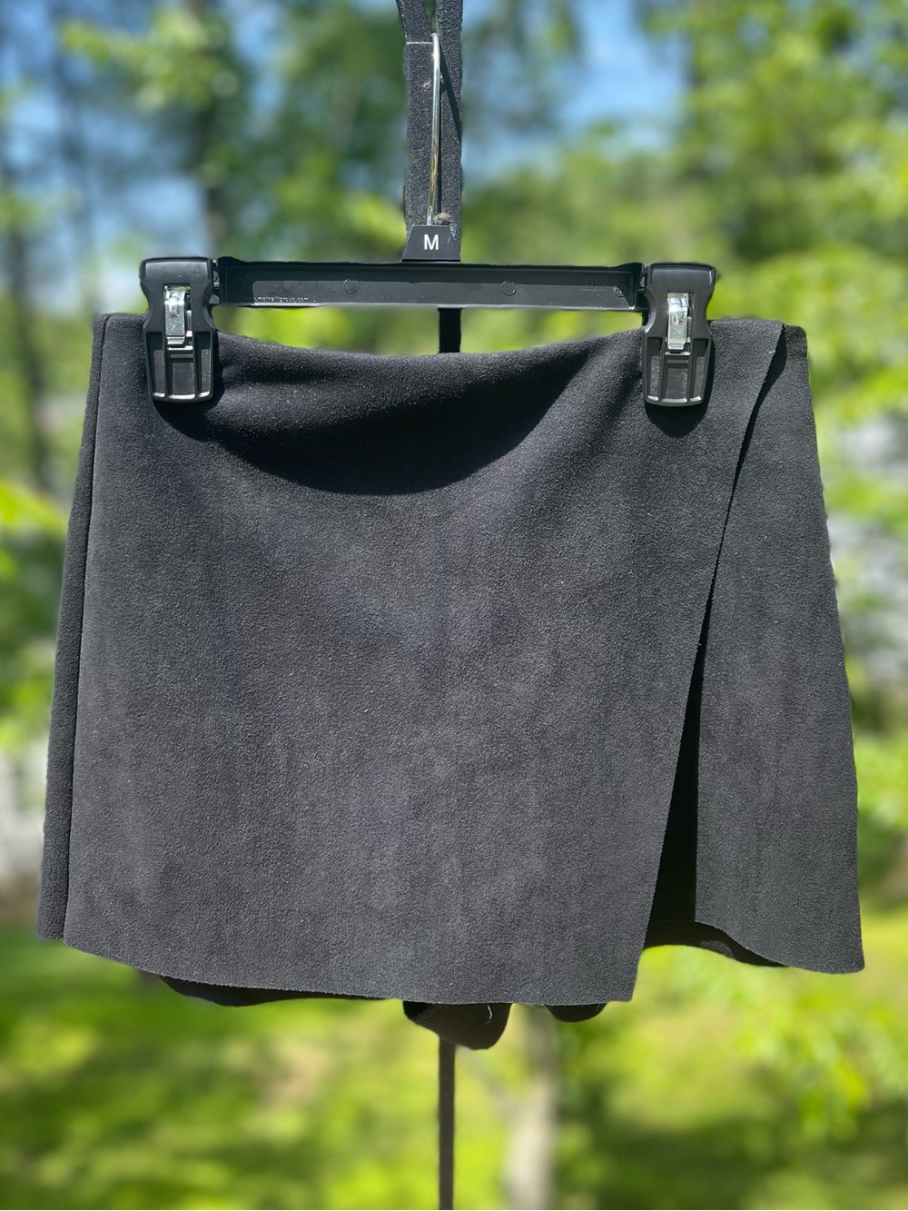 Forever 21 Black Asymmetrical Faux-Wrap Suede Envelope Skort